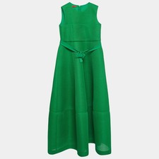 CH Carolina Herrera Green Mesh Bow Detail Sleeves Midi Dress L