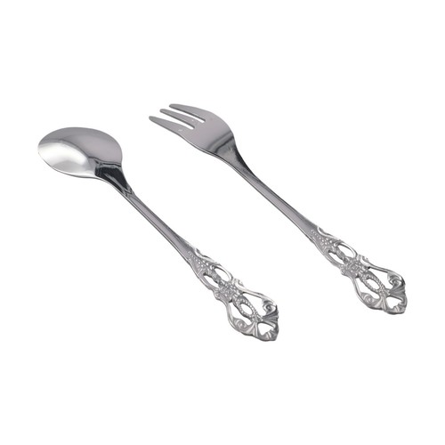 2-teiliges Vintage Gold Löffel Gabel Besteck Set Edelstahl Luxus Dessertlöffel - Bild 10 von 33