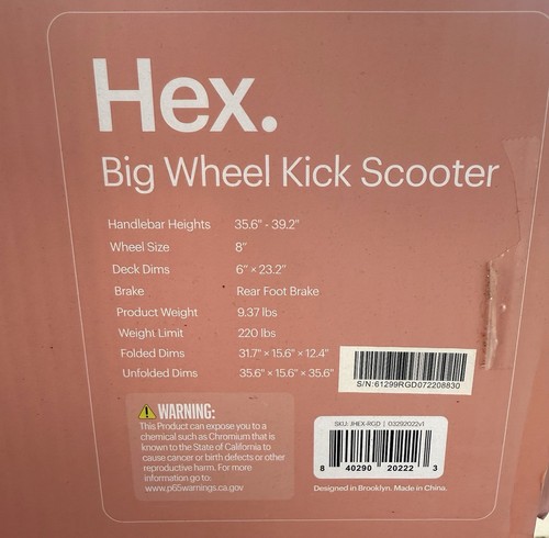 Jetson Big 8” Wheel Kick Hex Pink Scooter Foldable & Portable For Kids & Teens - Picture 2 of 7