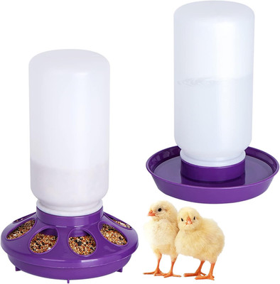Chicken Feeder and Waterer Set - No Waste Chick Starter Kit with 1L Water Feeder