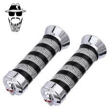 Original Lowrider 7/8" Swirl Grips Red Eye Skull Caps–Black/Chrome Crescent Moon