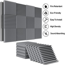 12-96PCS Acoustic Wall Panels Studio Sound Noise Proofing Insulation Foam Gray