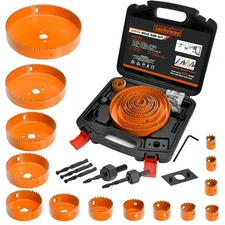 Luckyway Hole Saw Kit Pro, 24PCS Hole Saw Set with 3/4"-6"(19-152mm) 14PCS Hole