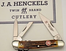 Vintage 1990’s JA HENCKELS GERMANY Whittler Knife Stag Handles Stainless Steel
