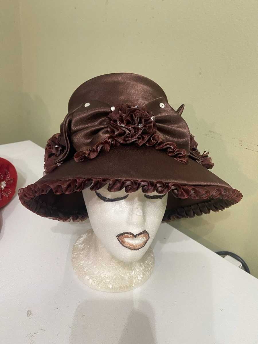 vintage dress hats Ladies Cloche Hat With Floral & Pearls , Elegant Wedding Guest Hat , Audrey Hepburn Hat, Women's Banquet Structured but very lightweight Chic Parisian Hat Collection for