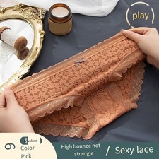 Lace Trimmed Comfortable Women's Underwear Available in Assorted Colors
