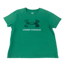 Under Armour Boys T-Shirt Loose Fit Green Size YM Logo Short Sleeve