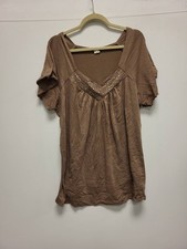 Perception Womens 3X Top Brown Short Sleeve Blouse Shirt Plus Size Casual 3X