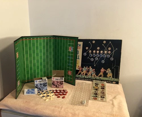 Vintage 1967 Ideal NFL All Pro Football Game Pieces With Box Top