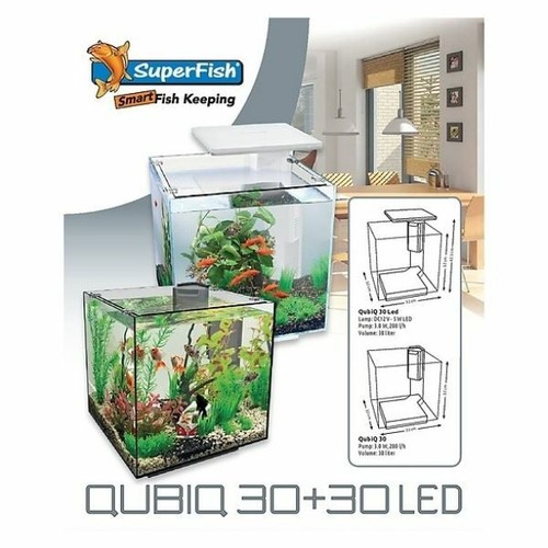 Superfish Qubiq 30 Aquarium Integrated Filter Nano Fish Tank Optional