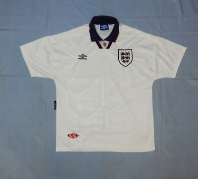 ENGLAND Platt Gascoigne Fifa World Cup 1994 qualify VINTAGE Umbro home team  L UK