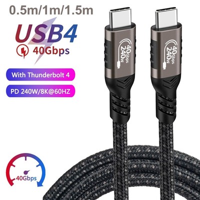 USB 4.0 Data Cable 8K Display 240W Charging 40Gbps Compatible Thunderbolt 4/3