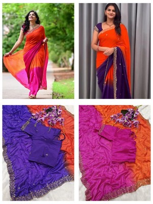 WEDDING INDIAN SARI BOLLYWOOD WORK SARI BLOUSE DESIGNER PARTYWEAR WOMEN SARI NEW