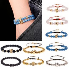Trendy Cubic Zirconia Crown Charm Bracelet Women Men Couple Stone Bangles gift