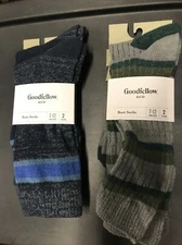 Men’s Goodfellow & Co Striped Boot Socks 7-12 . choice of Green or Blue 4 Pair 