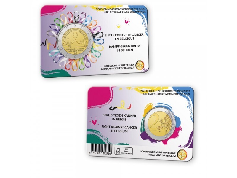 Pièce 2 euors Belgique coincard FR 2024 "Lutte contre le Cancer en Belgique" BU