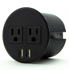Power Grommet w/USB, Power Socket w/ 2 AC Outlets and 2 USB Charging Ports