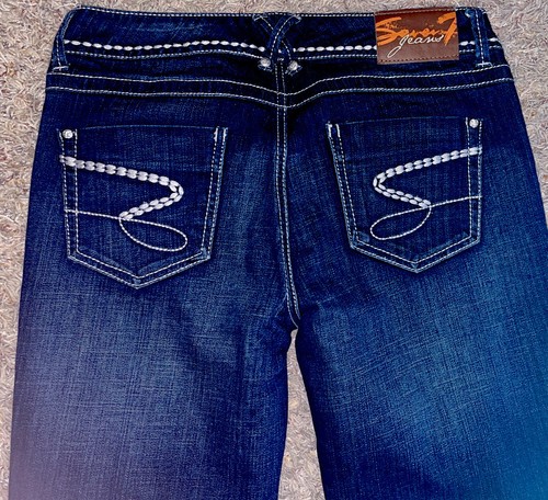Seven7 Slimming dunkelblau Stretch Jeans Gr. 30 Nähte Glitzer NEU gerades Bein - Bild 4 von 10