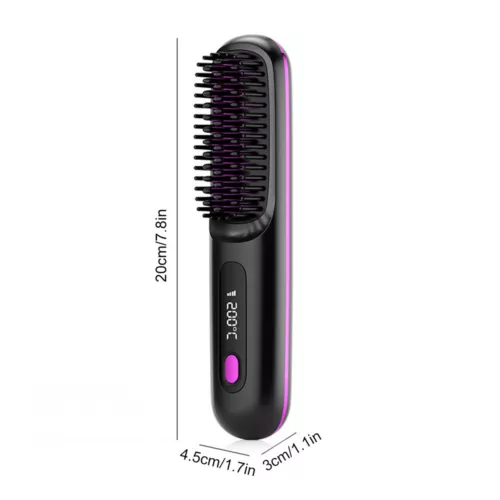 Hair Straightener Brush Negative Travel Portable Cordless Fast Heating Hot Comb - Picture 13 of 16