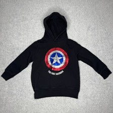 Zara Hoodie Kids 7 Black Sequin Avengers Logo Boys Hooded Sweatshirt