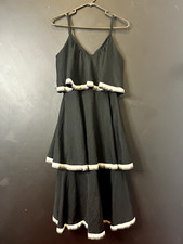 Vintage Australian 1980s ARC SYDNEY Tiered Black Slip Dress LBD Midi AU 6