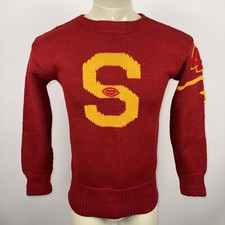 Vtg 40s Letterman Sweater Stadium Sportswear Football Shaker USA Made Men Medium