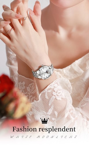 OLEVS Automatikuhr Leuchtzeiger Mondphase Datum Damen Mechanische Uhr - Bild 2 von 15