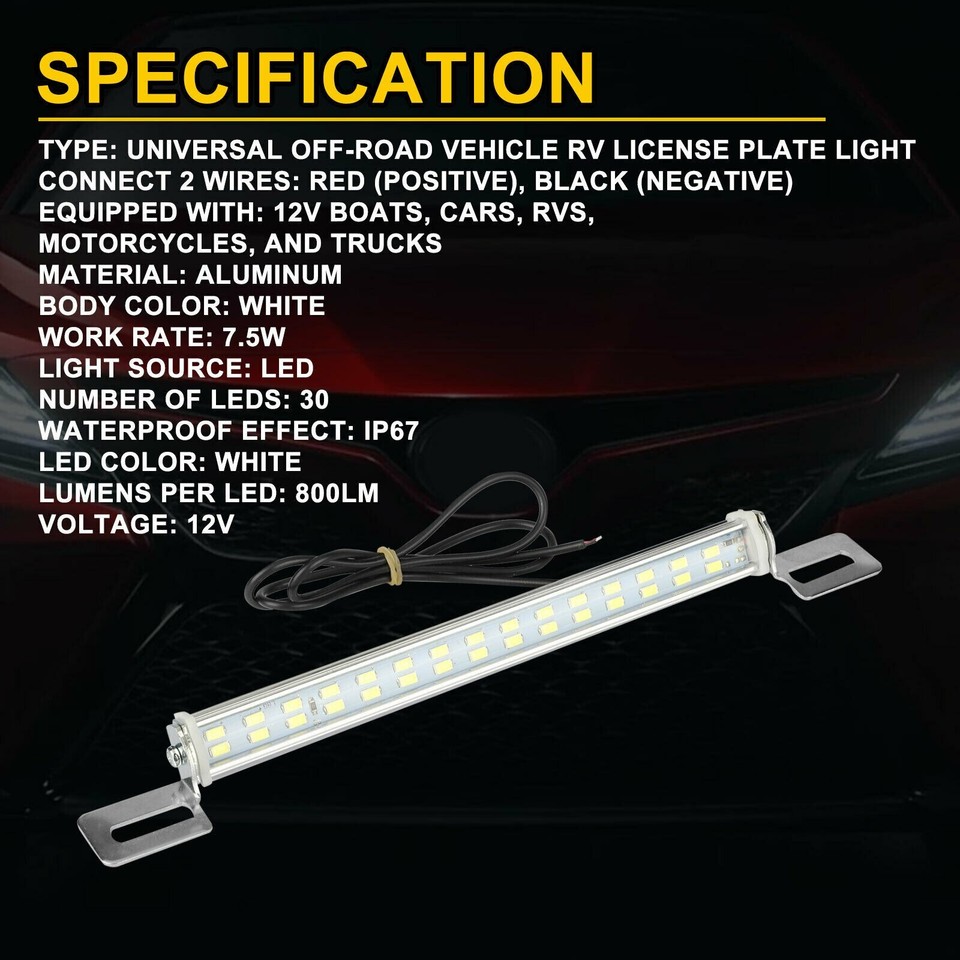 License Plate Illumination IJDMTOY LED License Plate Frame - 2-in-1 White Plate Light & Backup Reverse Light Universal Fit Number Plate Frame - Foto 10