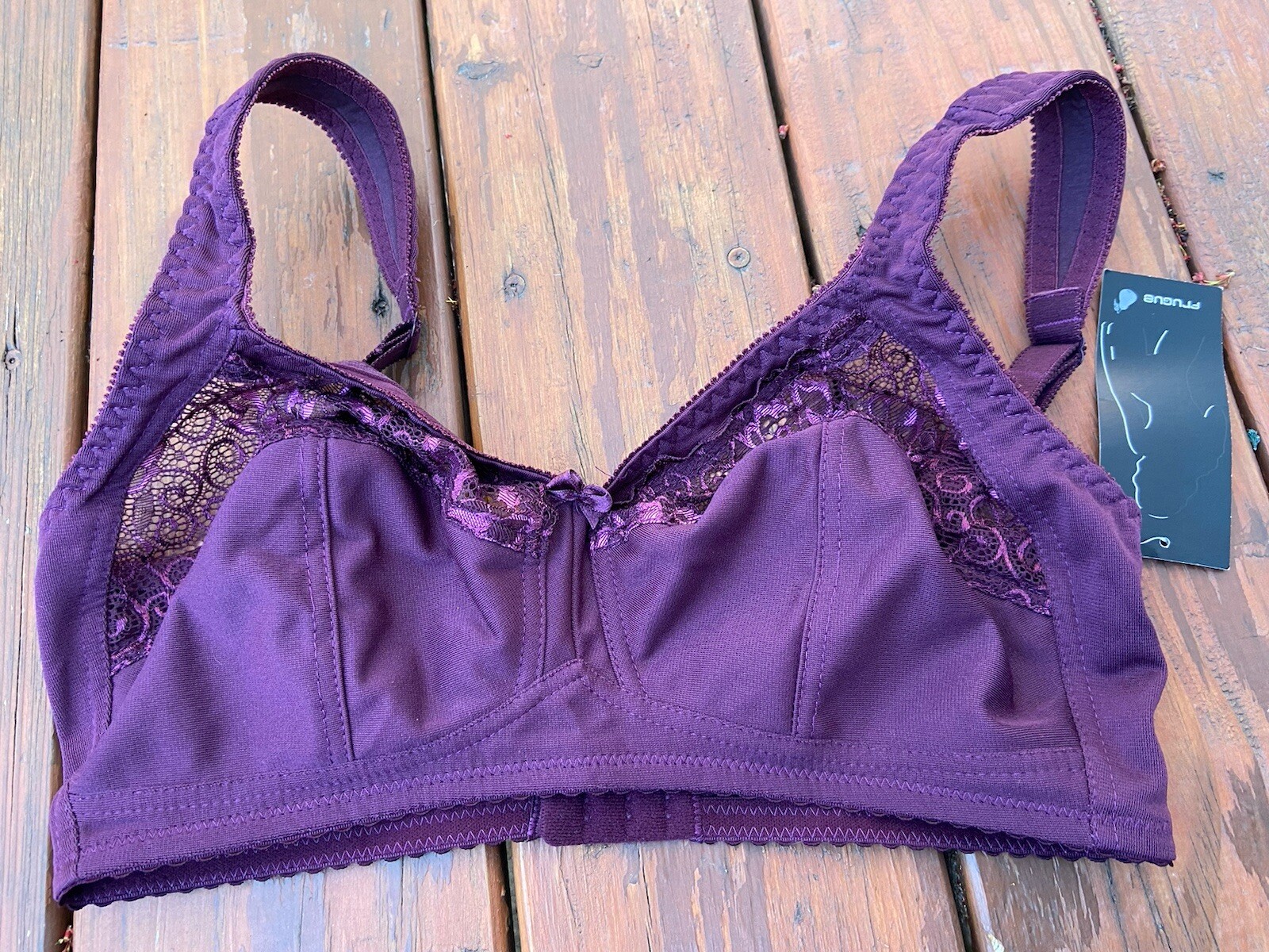 FRUGUE Wireless Minimizer Bra Plus Size Unlined Full Coverage Purple 34G NWT