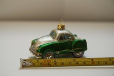 New Condition Car Christmas Glass Ornament Vintage Germany Old Car Style Green