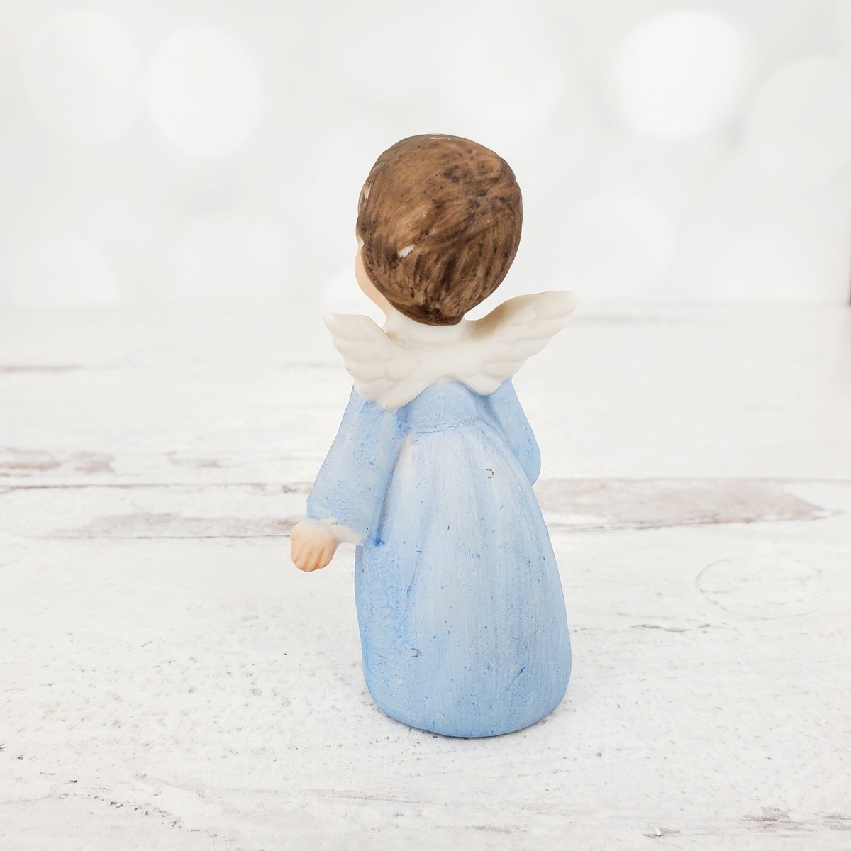 Vintage Japan Ceramic Kissing Angel Blue & Pink Figurines 4