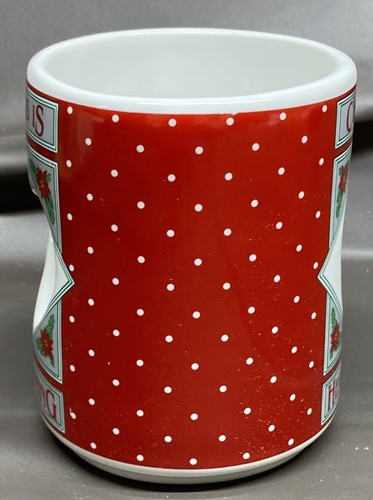 VTG Christmas Heart Cut Out Mug Papel Christmas is Heartwarming Poinsettia Japan - Picture 8 of 12