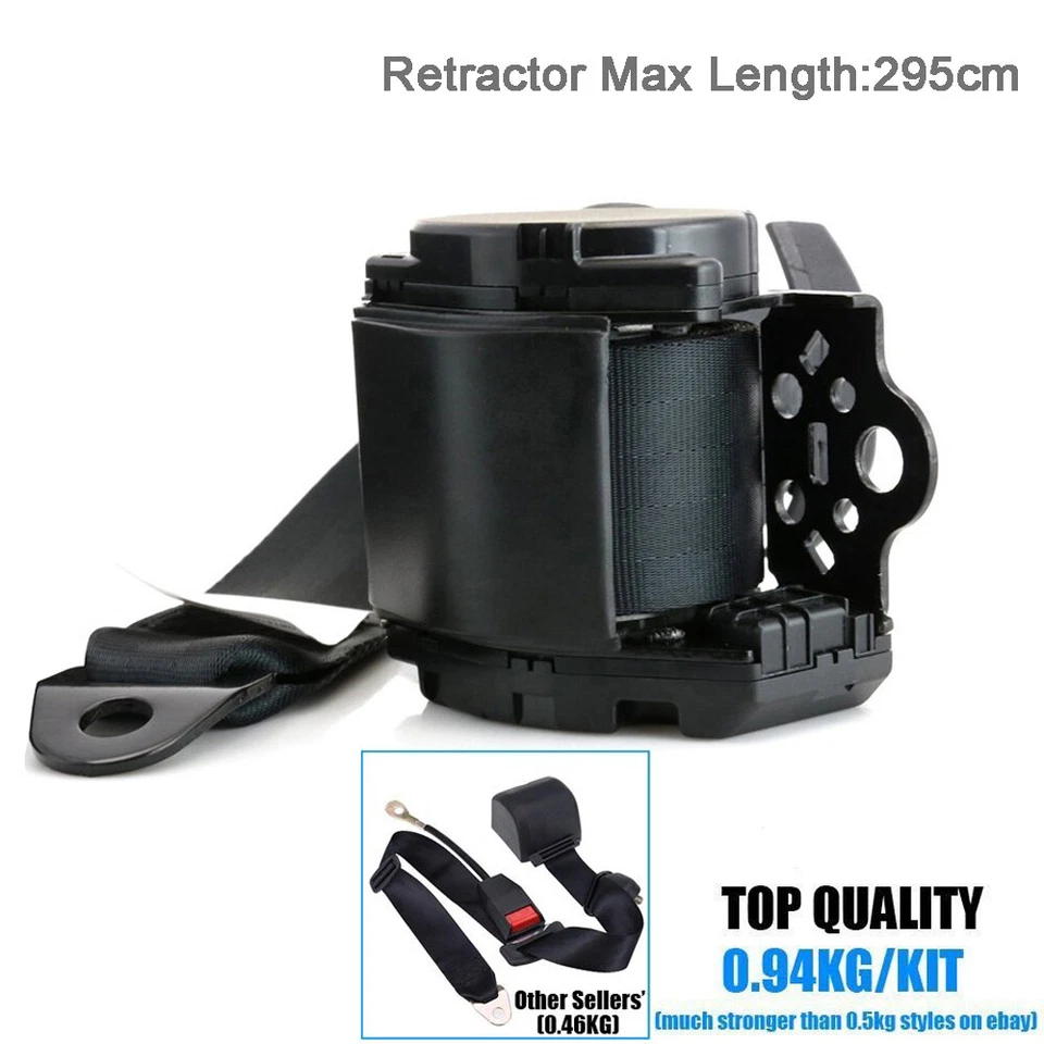 For Toyota 3-Point Universal Safety Seat Belt Hard Buckle Seatbelt Kit Dark Gray - image 4 of 4