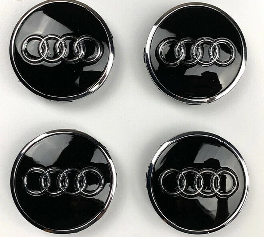 NEW 4pcs 61mm Audi Black Wheel Center Caps Hubcaps Rim Caps