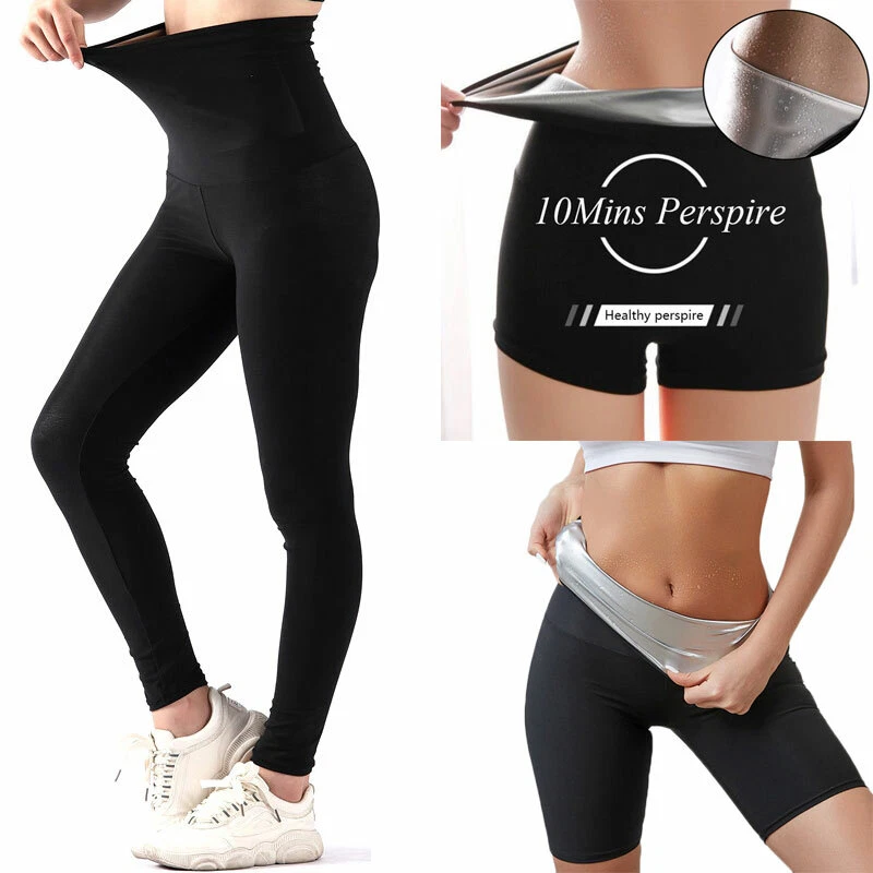 Women Silver Coated Thermo Sweat Sauna Pants Shaper Weight Loss Trainer  Legging/