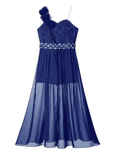 Kids Girls Sequin Pageant Prom Ball Gowns High Low Chiffon Wedding Party Dress - Picture 6 of 78