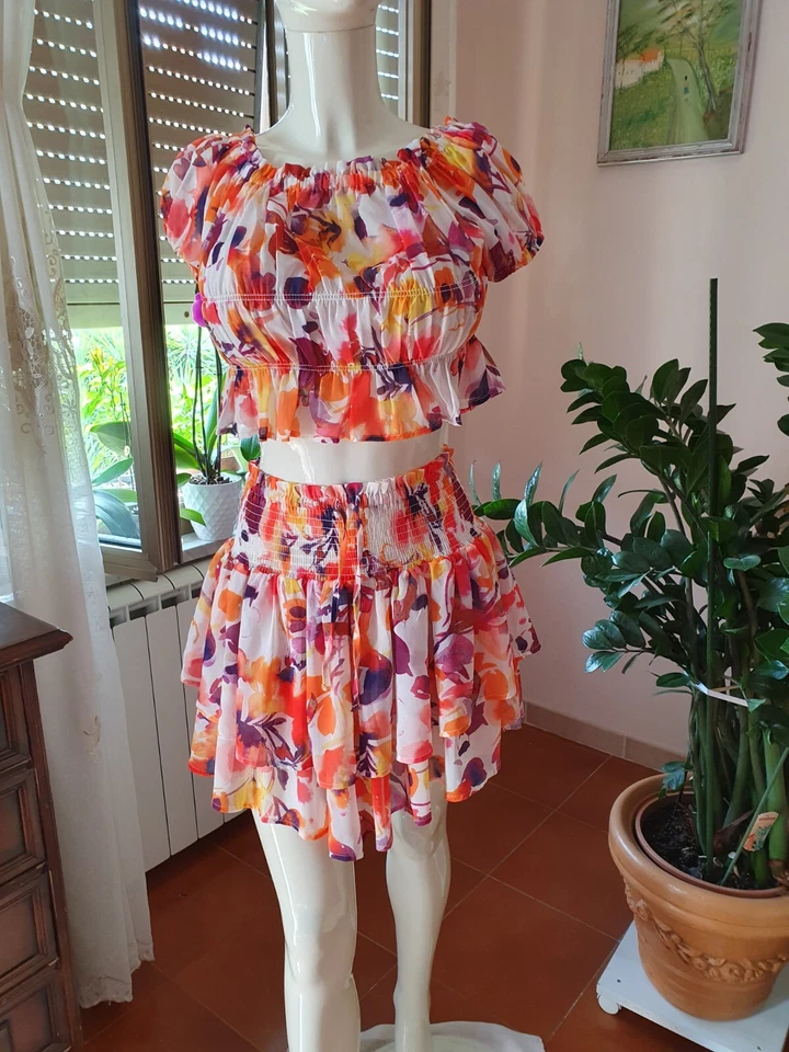 Y- Clù set completo estivo Top E Gonna Stampa Multicolore Taglia S/IT 40 Ragazza - Immagine 2 di 4
