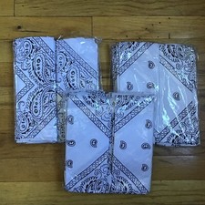 NEW 36 Paisley Bandana Head Wrap Scarf 100  Cotton White USA SALLER 2.50/PC