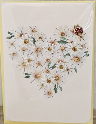 PAPYRUS DAISY DAISIES FLOWERS HEART W/ LADYBUG CHARM MOTHER'S DAY CARD |  eBay
