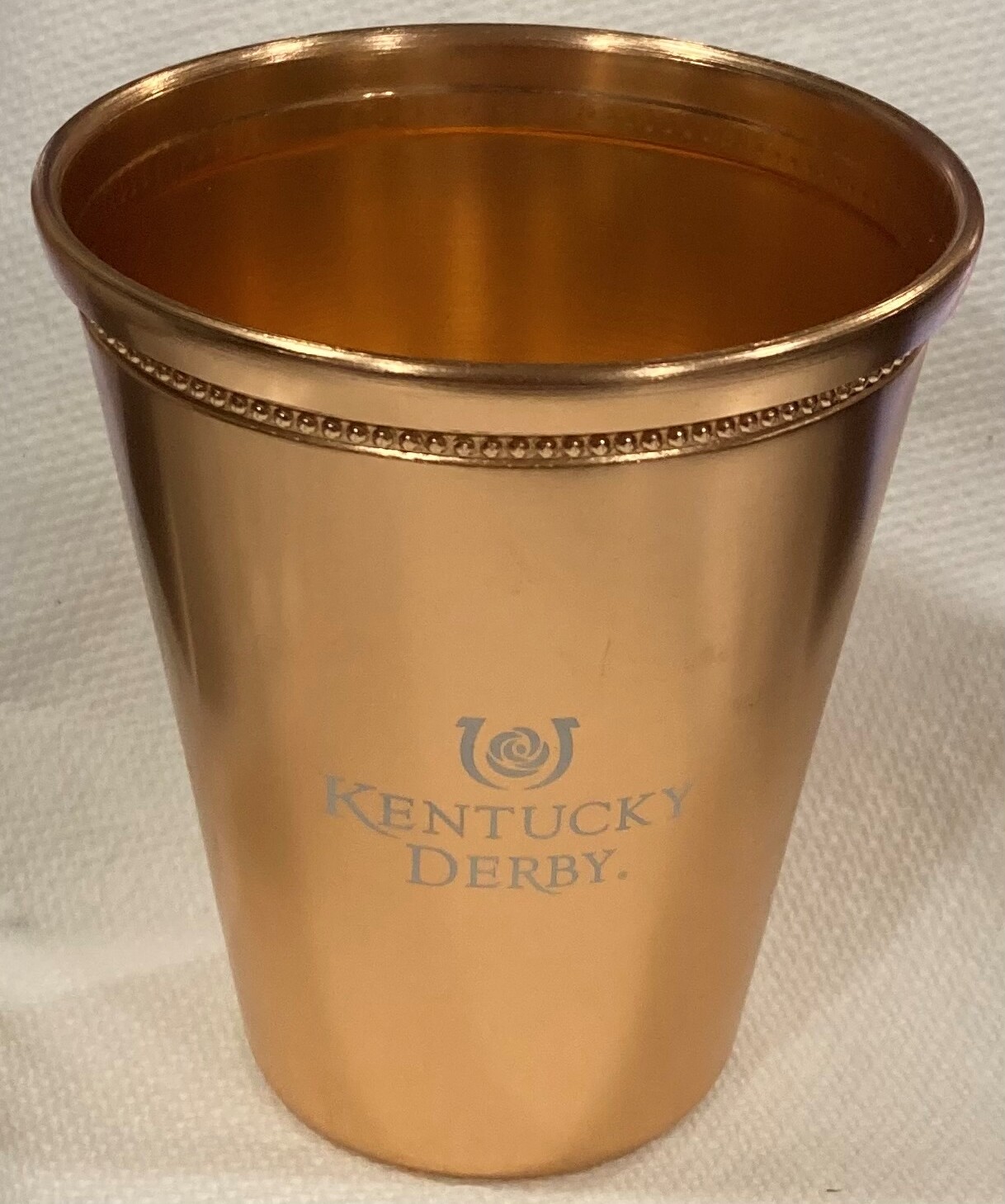 A KENTUCKY DERBY WOODFORD RESERVE MINT JULEP COPPER CUP / GLASS MINT