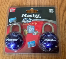 Two Purple Master Locks One Combination Locks Mini Sports Ball Metal "NEW" Nice!