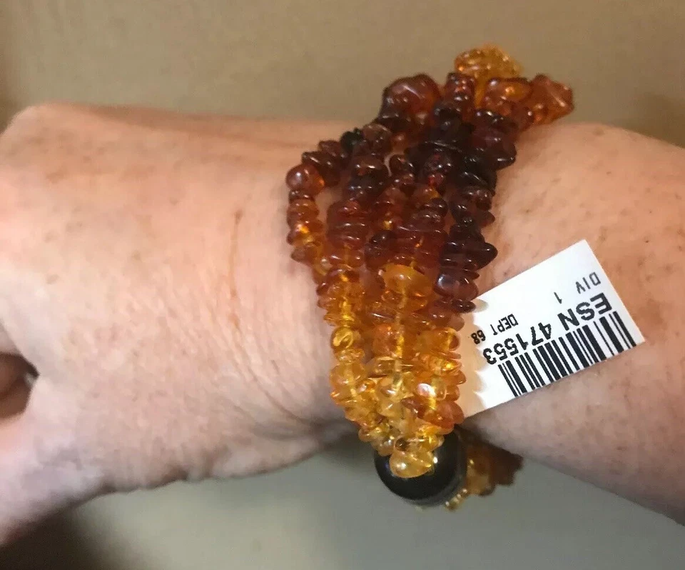 Pulsera Jay King ámbar y negra turmalina con cuentas magnéticas nueva con etiquetas Ret $100 S/M Foto 4 de 4