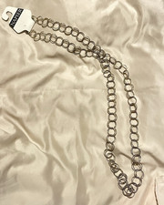 Vintage Napier Silver Shiny Tone Round Link Chain Necklace Long Chain