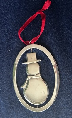 Mike Altomari s Spinning Snowman Ornament Silver Plated Metal 2.5 X4.25 