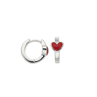 Cem Creolen Herz Mit Roten Lack 2,0 Mm Breit 925/- Silber