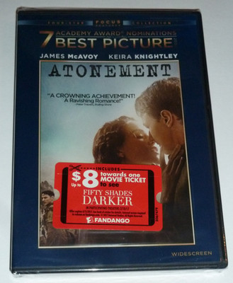 Atonement DVD 2007 acclaimed romance movie James McAvoy Keira Knightley NEW!