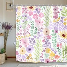 Pink Purple Cute Floral Shower Curtain 72"W x 72"L Pack of 1 01pink Purple