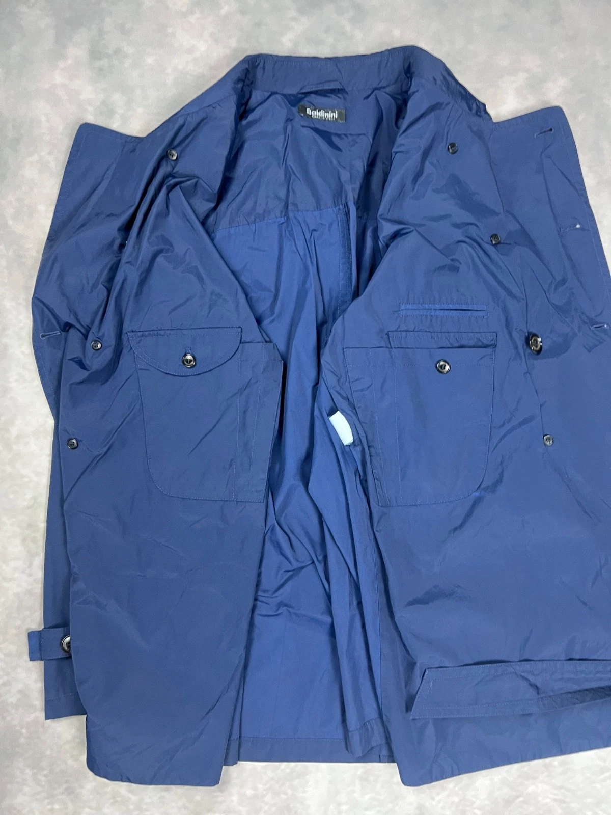 Baldinini Italy Luxury Navy Double Breasted Trench Coat Jacket Men's Size IT 54  image 6