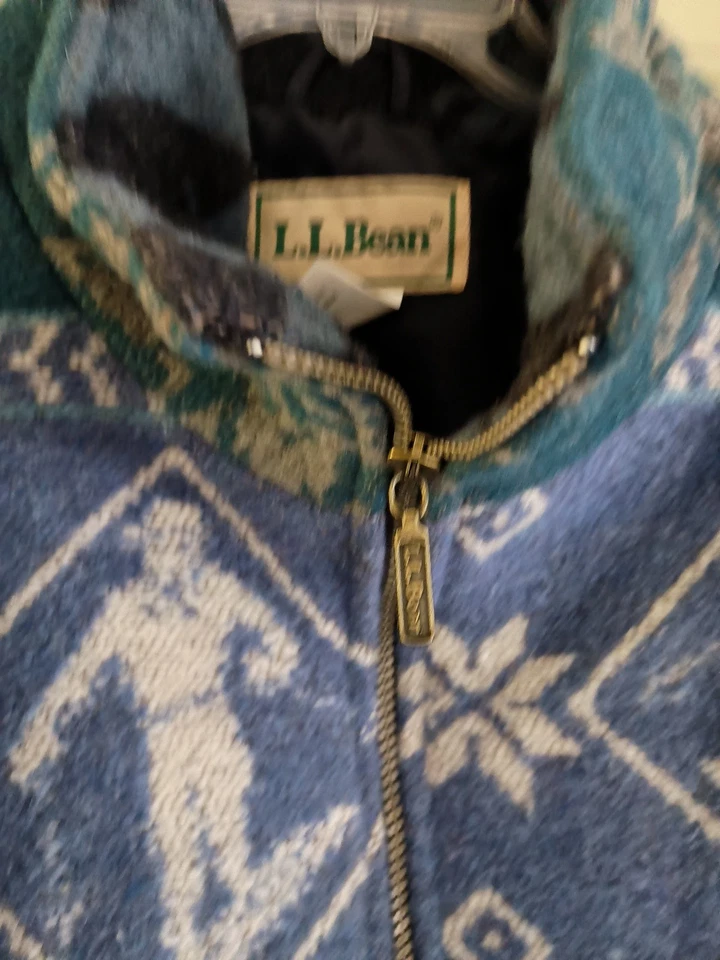 Vintage LL BEAN Wool Winter Parka Pullover Coat Skiing Snowflake Deer Boxy XL - Image 4 of 4