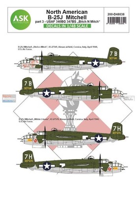 ASKD48038 1:48 ASK/Art Scale Decals - B-25J Mitchell Part 3 - 340BG 347BS